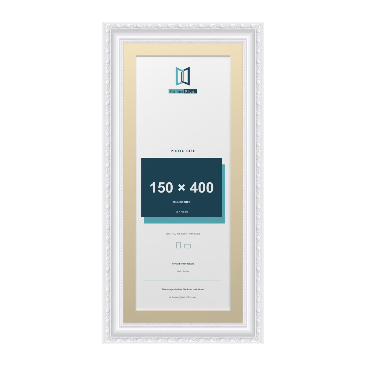 Louis Range White Picture, Photo & Poster Frame with Ivory Mount - 45x20cm Frame for 40x15cm Photo, White