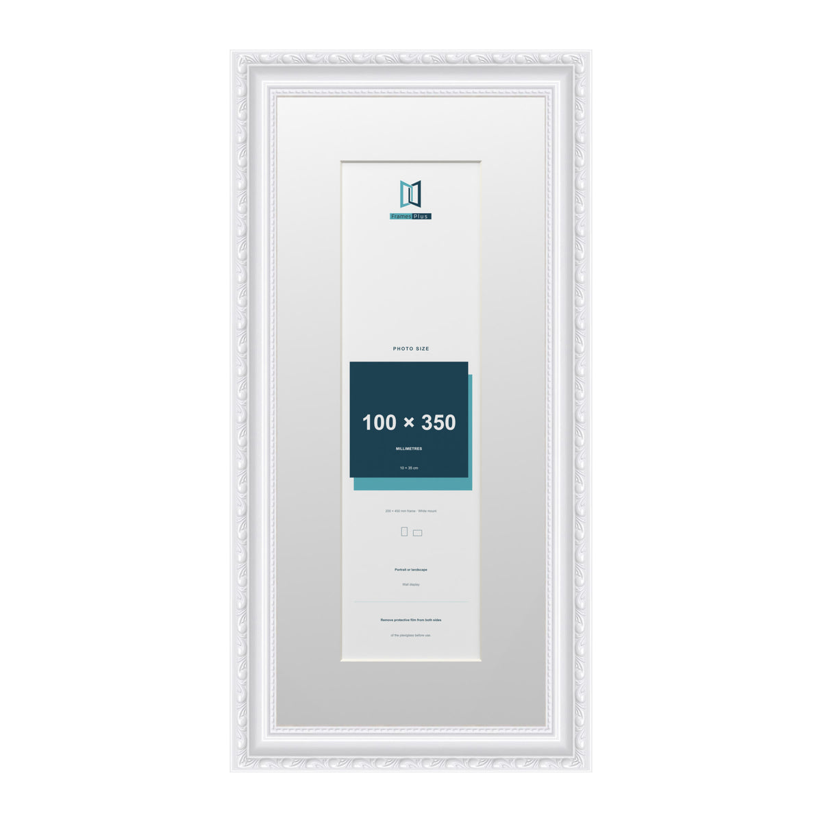 Louis Range White Picture, Photo & Poster Frame with White Mount - 45x20cm Frame for 35x10cm Photo, White