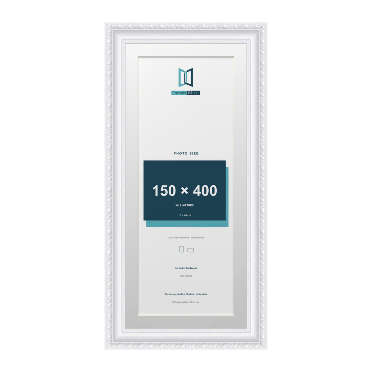 Louis Range White Picture, Photo & Poster Frame with White Mount - 45x20cm Frame for 40x15cm Photo, White