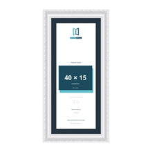 Louis Range White Picture, Photo & Poster Frame with Pacific Blue Mount - 45x20cm Frame for 40x15cm Photo, White