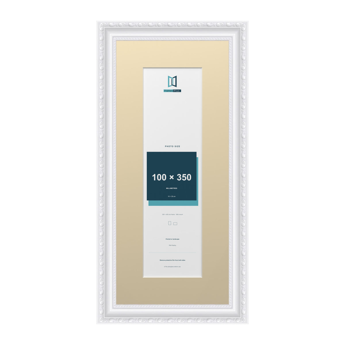 Louis Range White Picture, Photo & Poster Frame with Ivory Mount - 45x20cm Frame for 35x10cm Photo, White