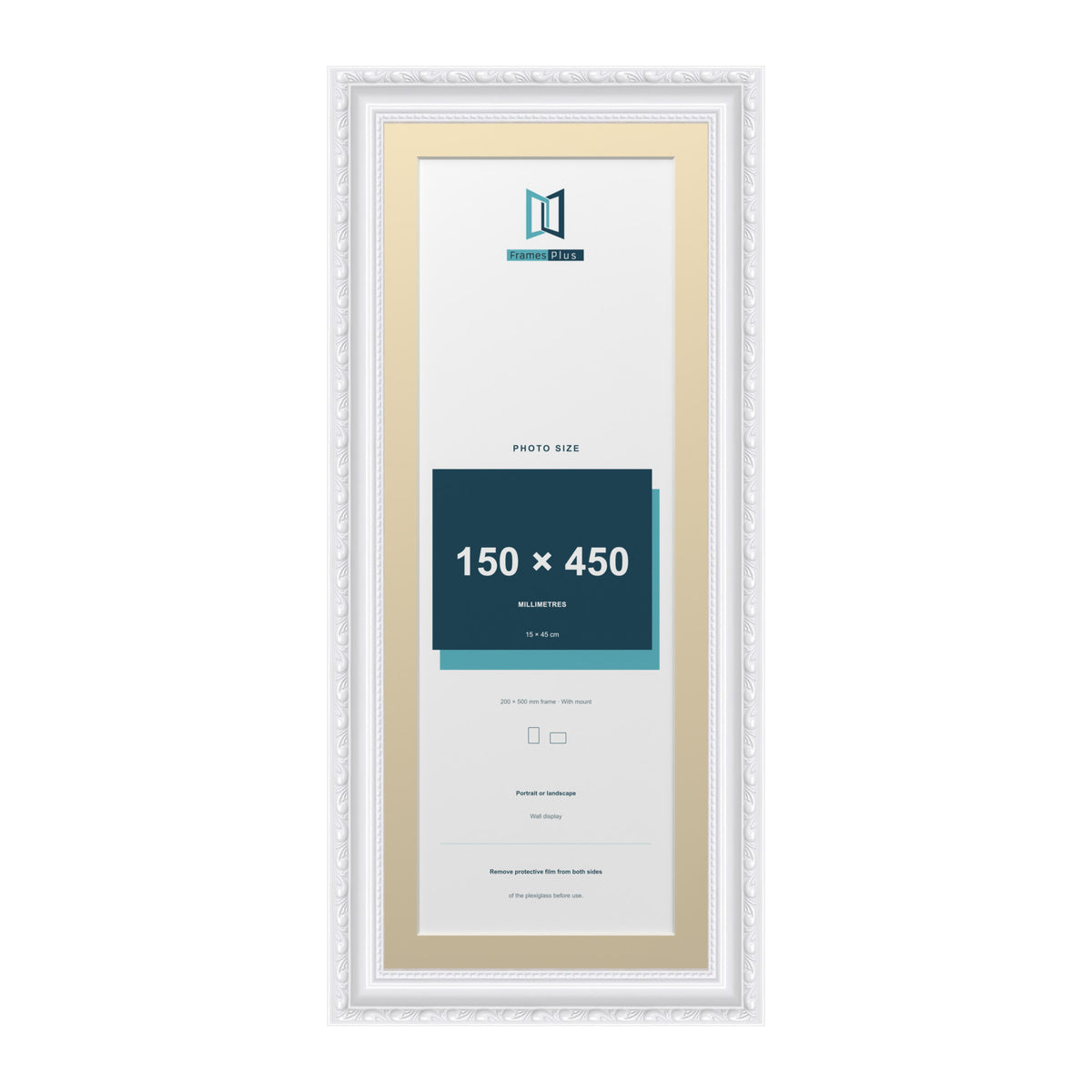 Louis Range White Picture, Photo & Poster Frame with Ivory Mount - 50x20cm Frame for 45x15cm Photo, White