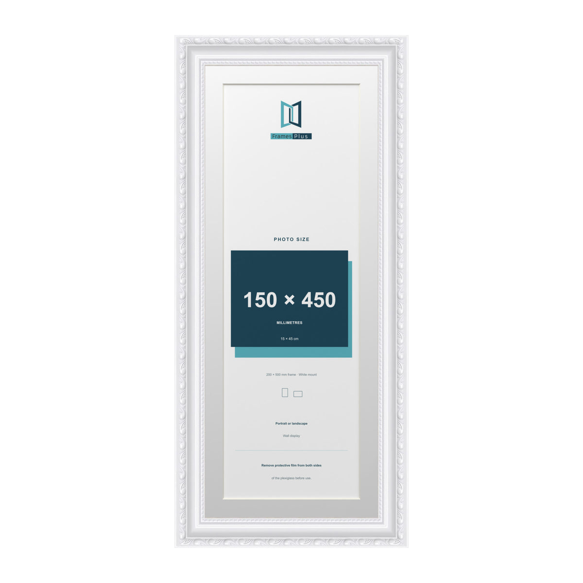 Louis Range White Picture, Photo & Poster Frame with White Mount - 50x20cm Frame for 45x15cm Photo, White