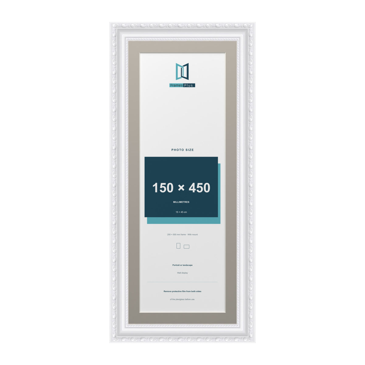 Louis Range White Picture, Photo & Poster Frame with Dawn Grey Mount - 50x20cm Frame for 45x15cm Photo, White