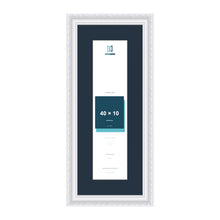 Louis Range White Picture, Photo & Poster Frame with Pacific Blue Mount - 50x20cm Frame for 40x10cm Photo, White