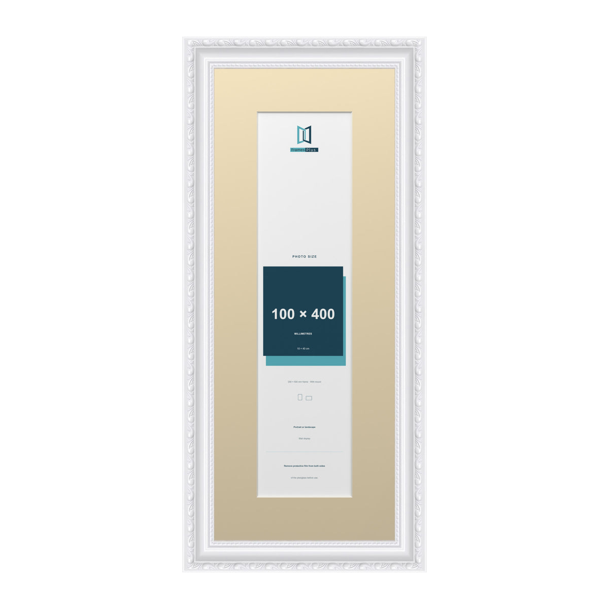 Louis Range White Picture, Photo & Poster Frame with Ivory Mount - 50x20cm Frame for 40x10cm Photo, White