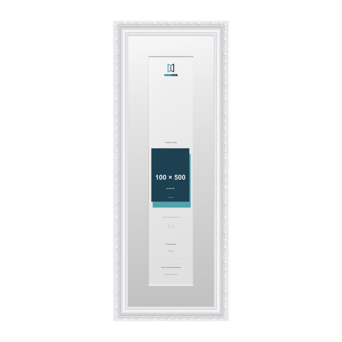 Louis Range White Picture, Photo & Poster Frame with White Mount - 60x20cm Frame for 50x10cm Photo, White