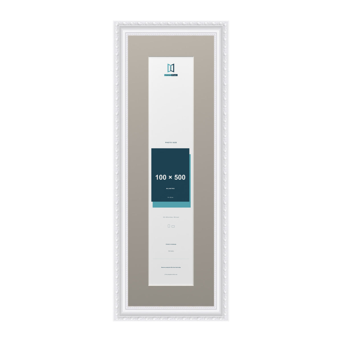 Louis Range White Picture, Photo & Poster Frame with Dawn Grey Mount - 60x20cm Frame for 50x10cm Photo, White