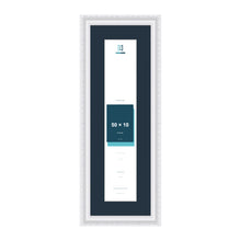 Louis Range White Picture, Photo & Poster Frame with Pacific Blue Mount - 60x20cm Frame for 50x10cm Photo, White