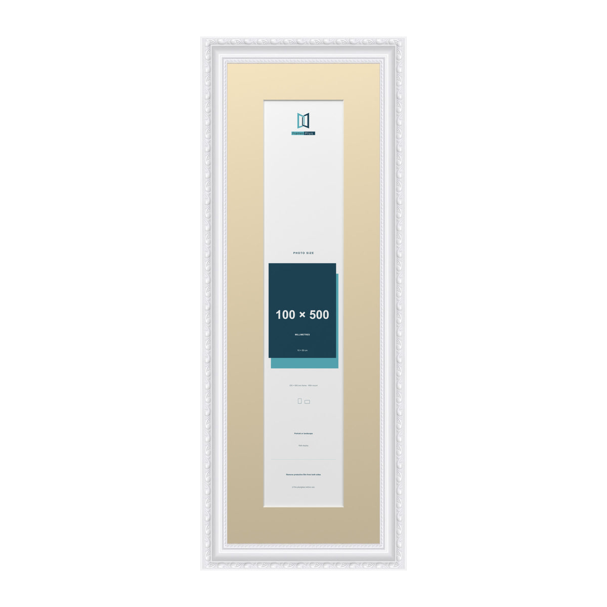 Louis Range White Picture, Photo & Poster Frame with Ivory Mount - 60x20cm Frame for 50x10cm Photo, White