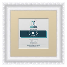 Louis Range White Picture, Photo & Poster Frame with Ivory Mount - 8x8" Frame for 5x5" Photo, White