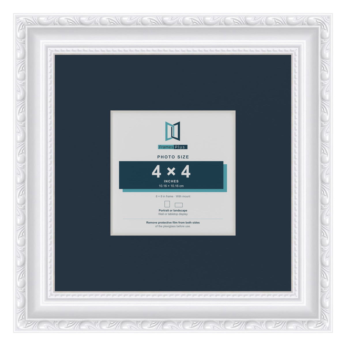 Louis Range White Picture, Photo & Poster Frame with Pacific Blue Mount - 8x8" Frame for 4x4" Photo, White