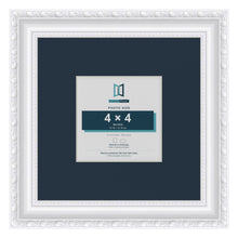 Louis Range White Picture, Photo & Poster Frame with Pacific Blue Mount - 8x8" Frame for 4x4" Photo, White
