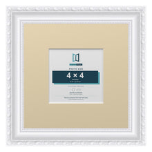 Louis Range White Picture, Photo & Poster Frame with Ivory Mount - 8x8" Frame for 4x4" Photo, White