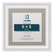 Louis Range White Picture, Photo & Poster Frame with Dawn Grey Mount - 8x8" Frame for 6x6" Photo, White