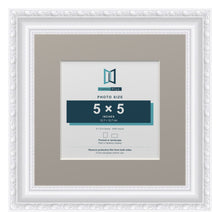 Louis Range White Picture, Photo & Poster Frame with Dawn Grey Mount - 8x8" Frame for 5x5" Photo, White