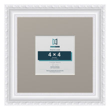 Louis Range White Picture, Photo & Poster Frame with Dawn Grey Mount - 8x8" Frame for 4x4" Photo, White