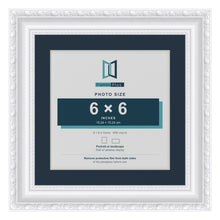 Louis Range White Picture, Photo & Poster Frame with Pacific Blue Mount - 8x8" Frame for 6x6" Photo, White
