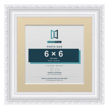 Louis Range White Picture, Photo & Poster Frame with Ivory Mount - 8x8" Frame for 6x6" Photo, White