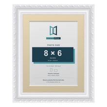 Louis Range White Picture, Photo & Poster Frame with Ivory Mount - 10x8" Frame for 8x6" Photo, White