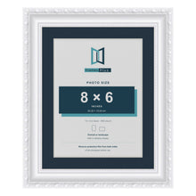 Louis Range White Picture, Photo & Poster Frame with Pacific Blue Mount - 10x8" Frame for 8x6" Photo, White