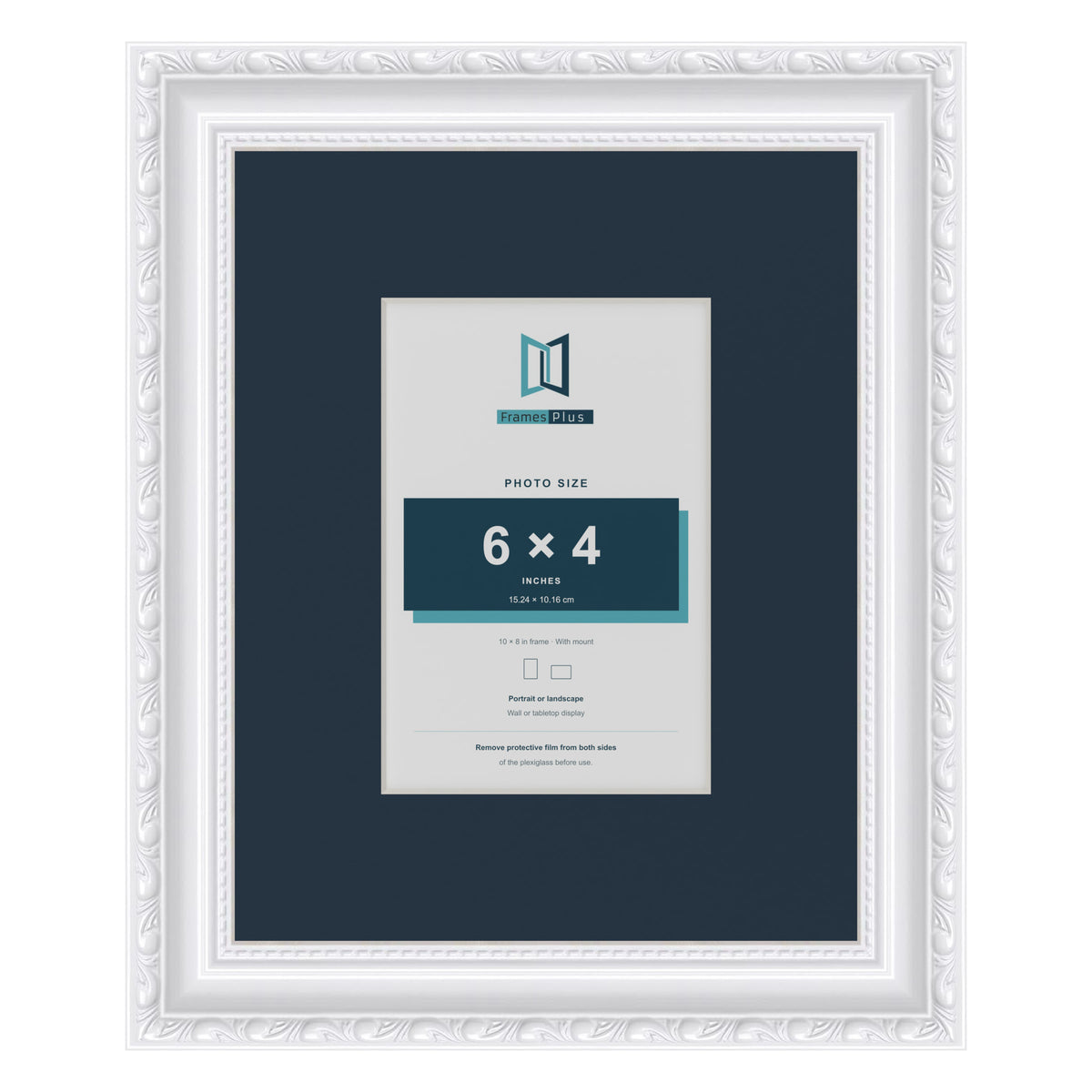 Louis Range White Picture, Photo & Poster Frame with Pacific Blue Mount - 10x8" Frame for 6x4" Photo, White