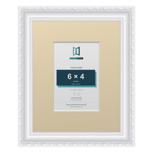 Louis Range White Picture, Photo & Poster Frame with Ivory Mount - 10x8" Frame for 6x4" Photo, White