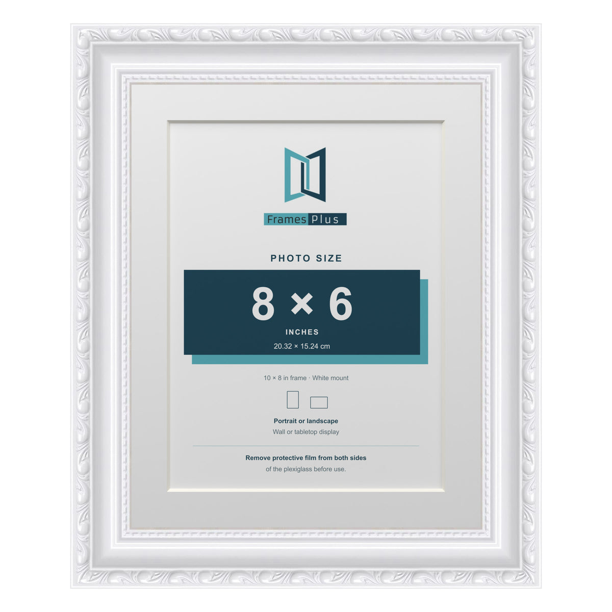Louis Range White Picture, Photo & Poster Frame with White Mount - 10x8" Frame for 8x6" Photo, White