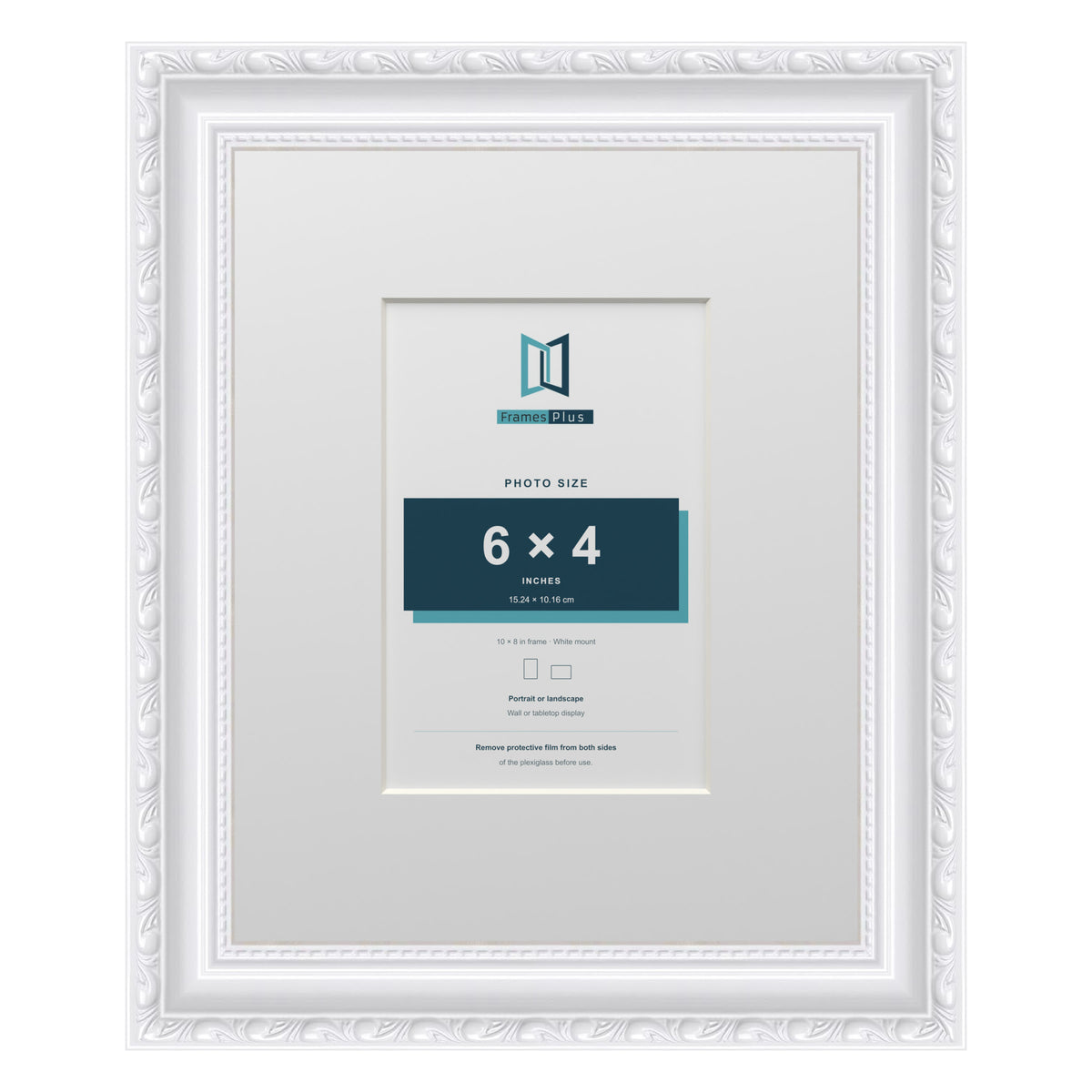 Louis Range White Picture, Photo & Poster Frame with White Mount - 10x8" Frame for 6x4" Photo, White