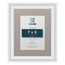 Louis Range White Picture, Photo & Poster Frame with Dawn Grey Mount - 10x8" Frame for 7x5" Photo, White