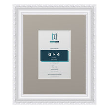 Louis Range White Picture, Photo & Poster Frame with Dawn Grey Mount - 10x8" Frame for 6x4" Photo, White