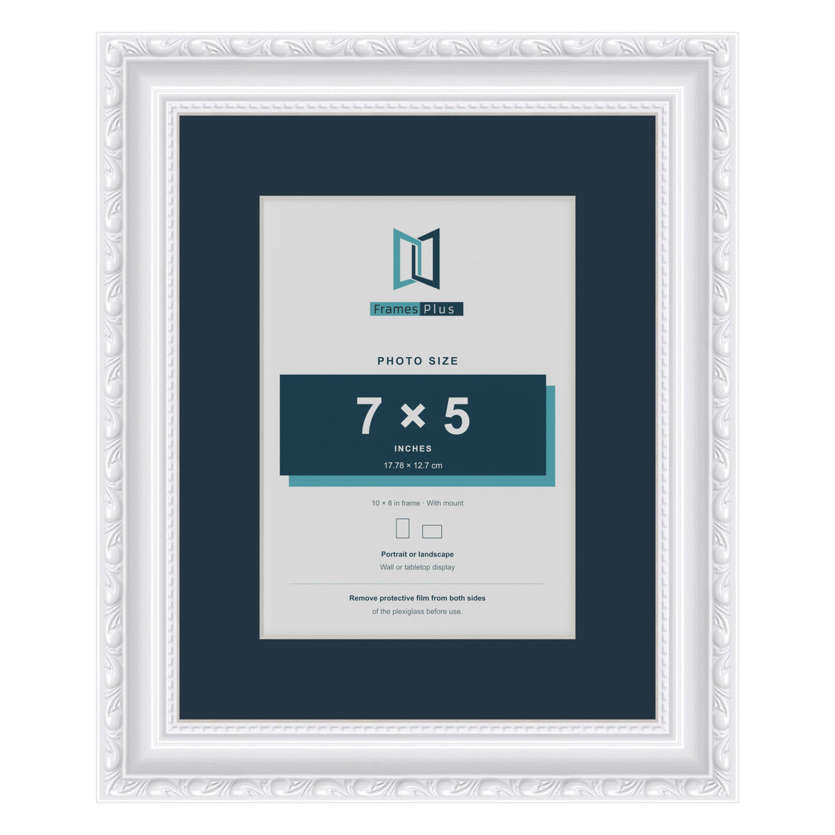 Louis Range White Picture, Photo & Poster Frame with Pacific Blue Mount - 10x8" Frame for 7x5" Photo, White