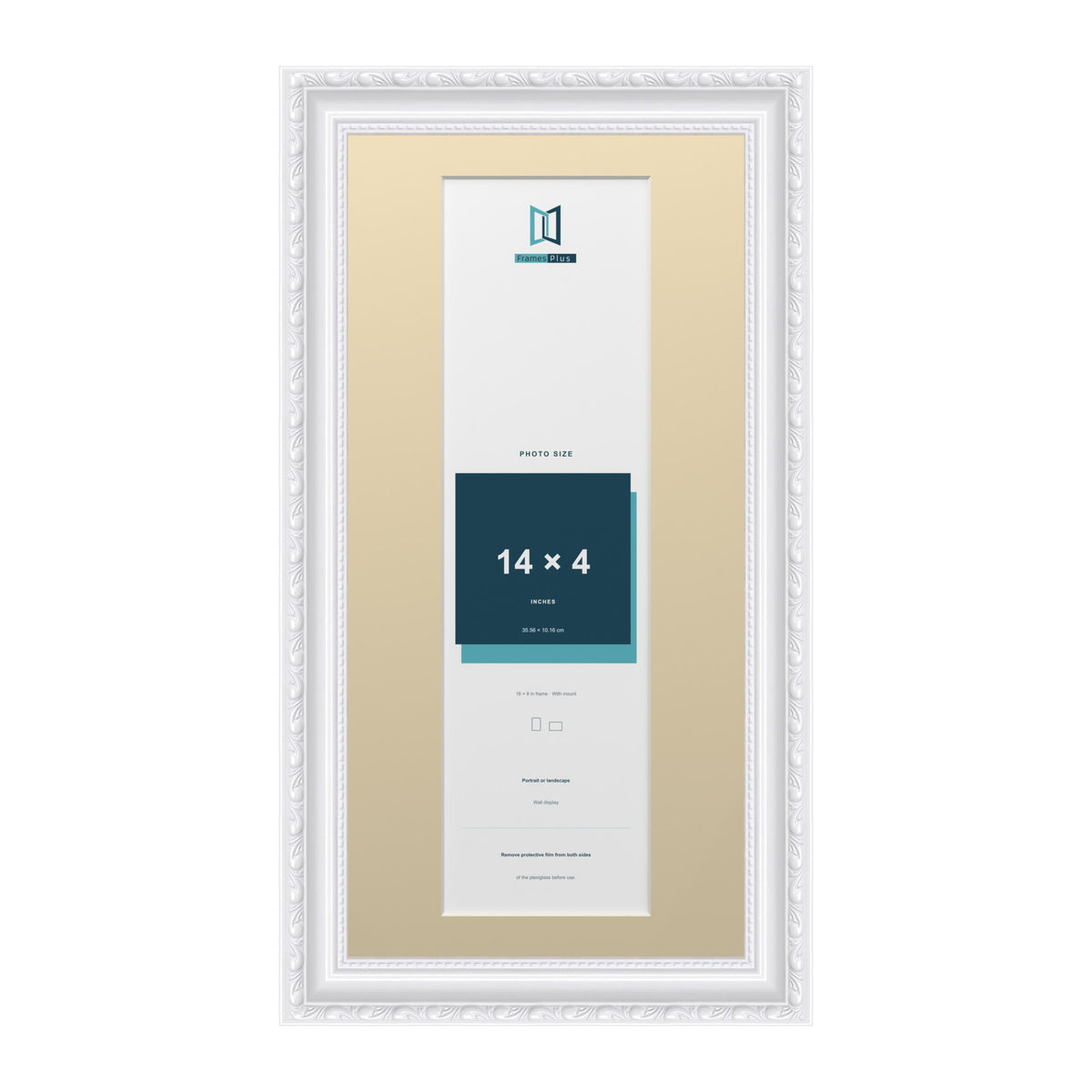 Louis Range White Picture, Photo & Poster Frame with Ivory Mount - 16x8" Frame for 14x4" Photo, White