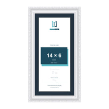 Louis Range White Picture, Photo & Poster Frame with Pacific Blue Mount - 16x8" Frame for 14x6" Photo, White