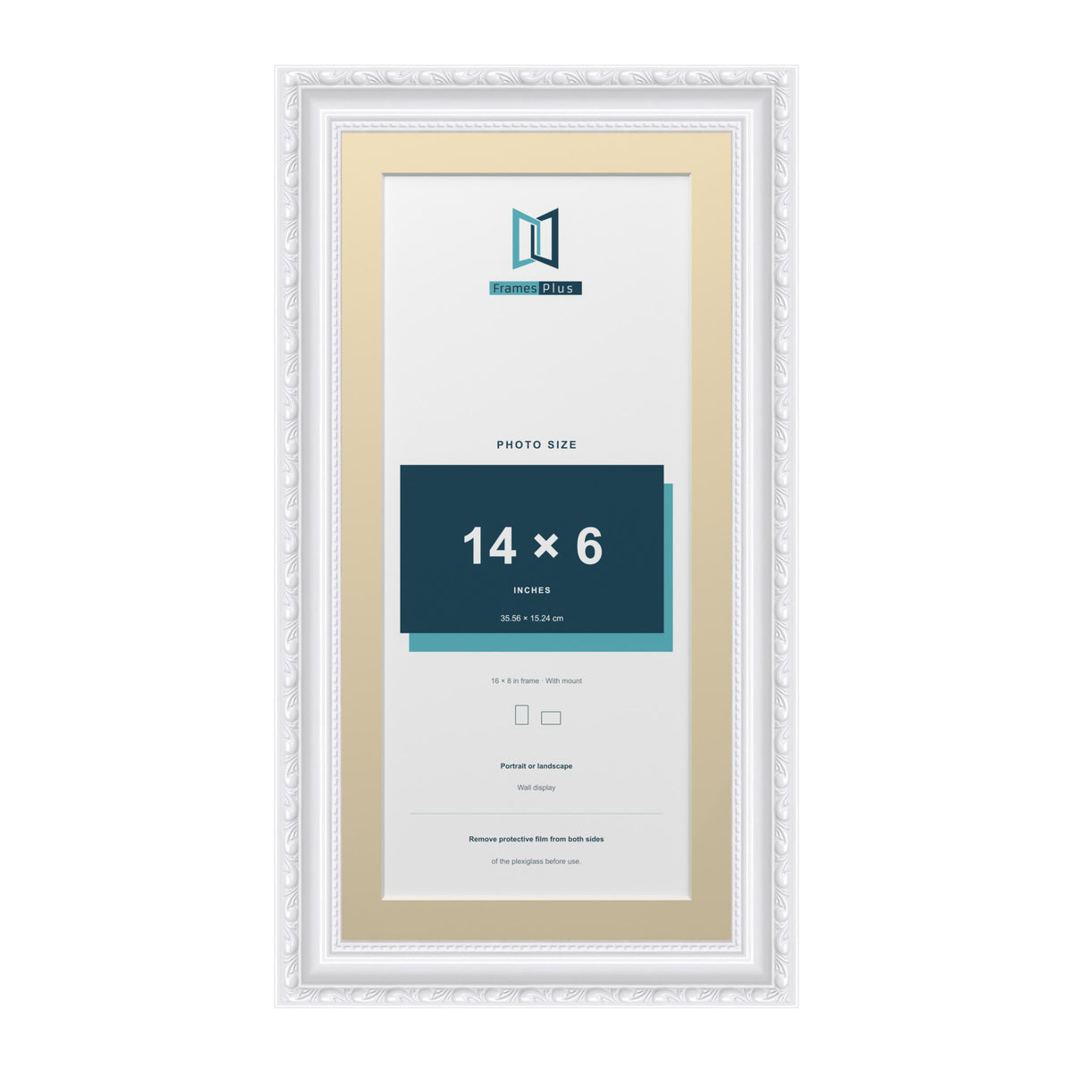 Louis Range White Picture, Photo & Poster Frame with Ivory Mount - 16x8" Frame for 14x6" Photo, White