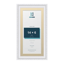 Louis Range White Picture, Photo & Poster Frame with Ivory Mount - 16x8" Frame for 14x6" Photo, White