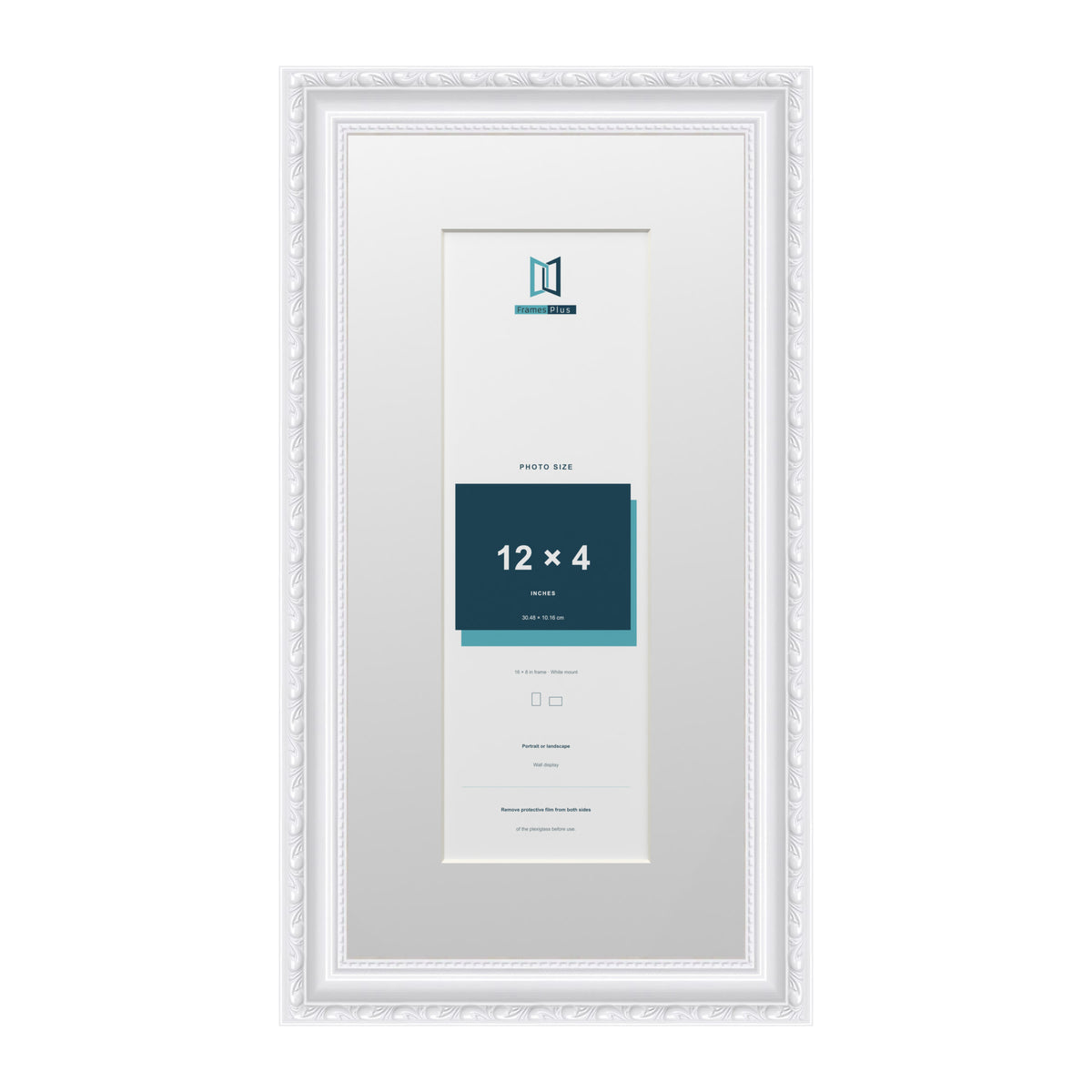 Louis Range White Picture, Photo & Poster Frame with White Mount - 16x8" Frame for 12x4" Photo, White
