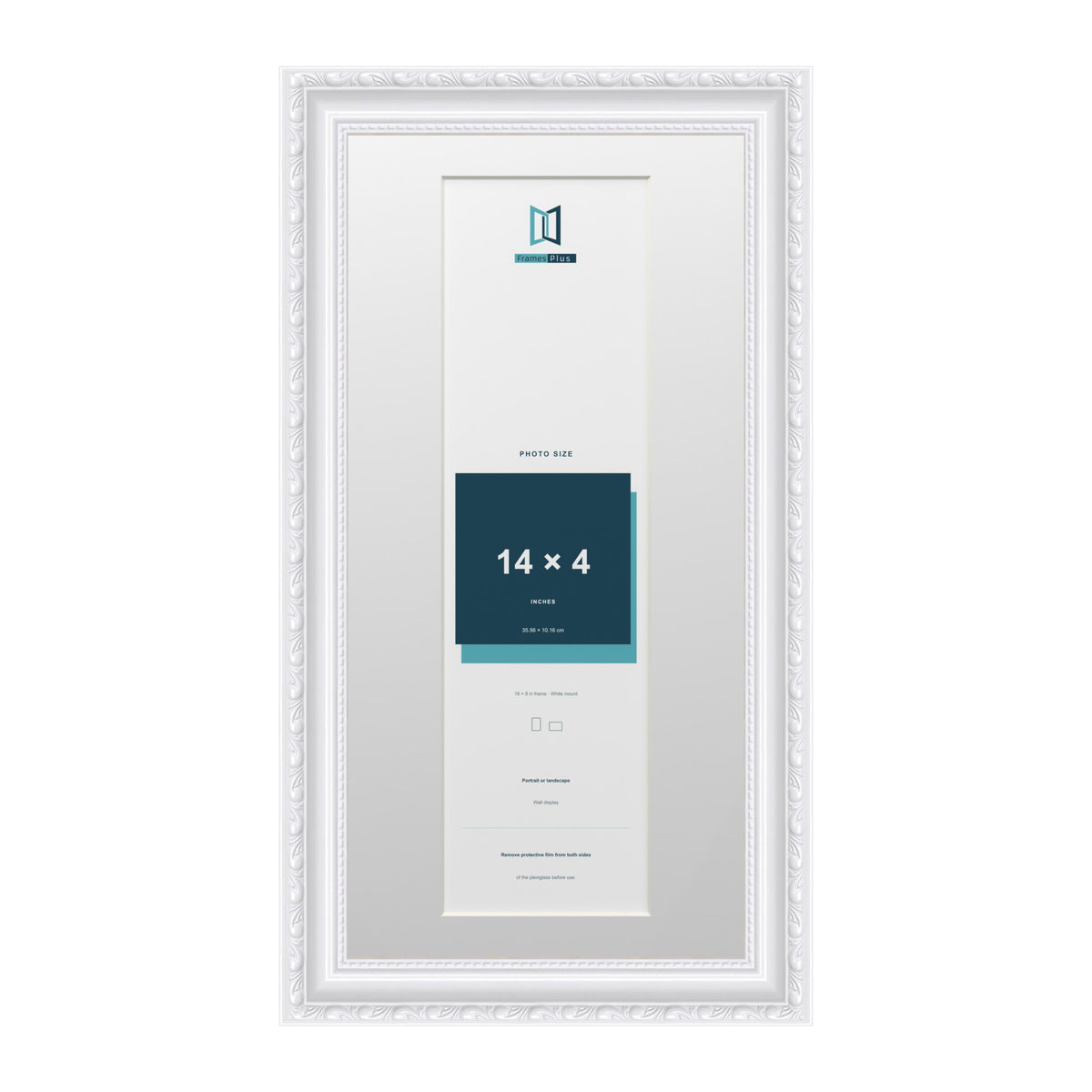 Louis Range White Picture, Photo & Poster Frame with White Mount - 16x8" Frame for 14x4" Photo, White