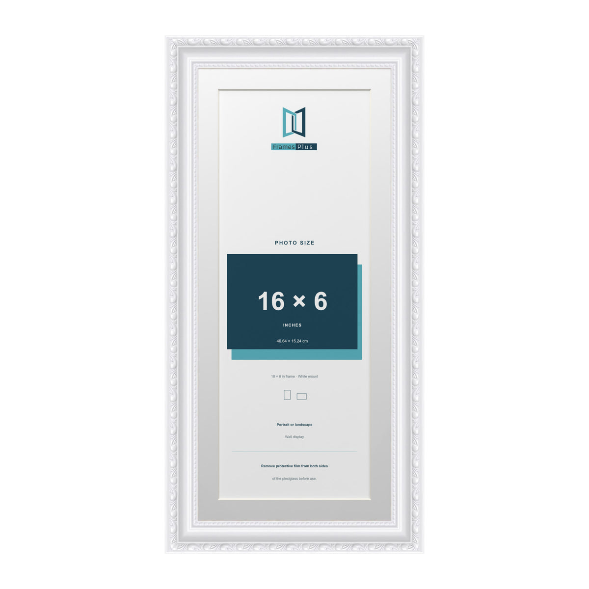 Louis Range White Picture, Photo & Poster Frame with White Mount - 18x8" Frame for 16x6" Photo, White