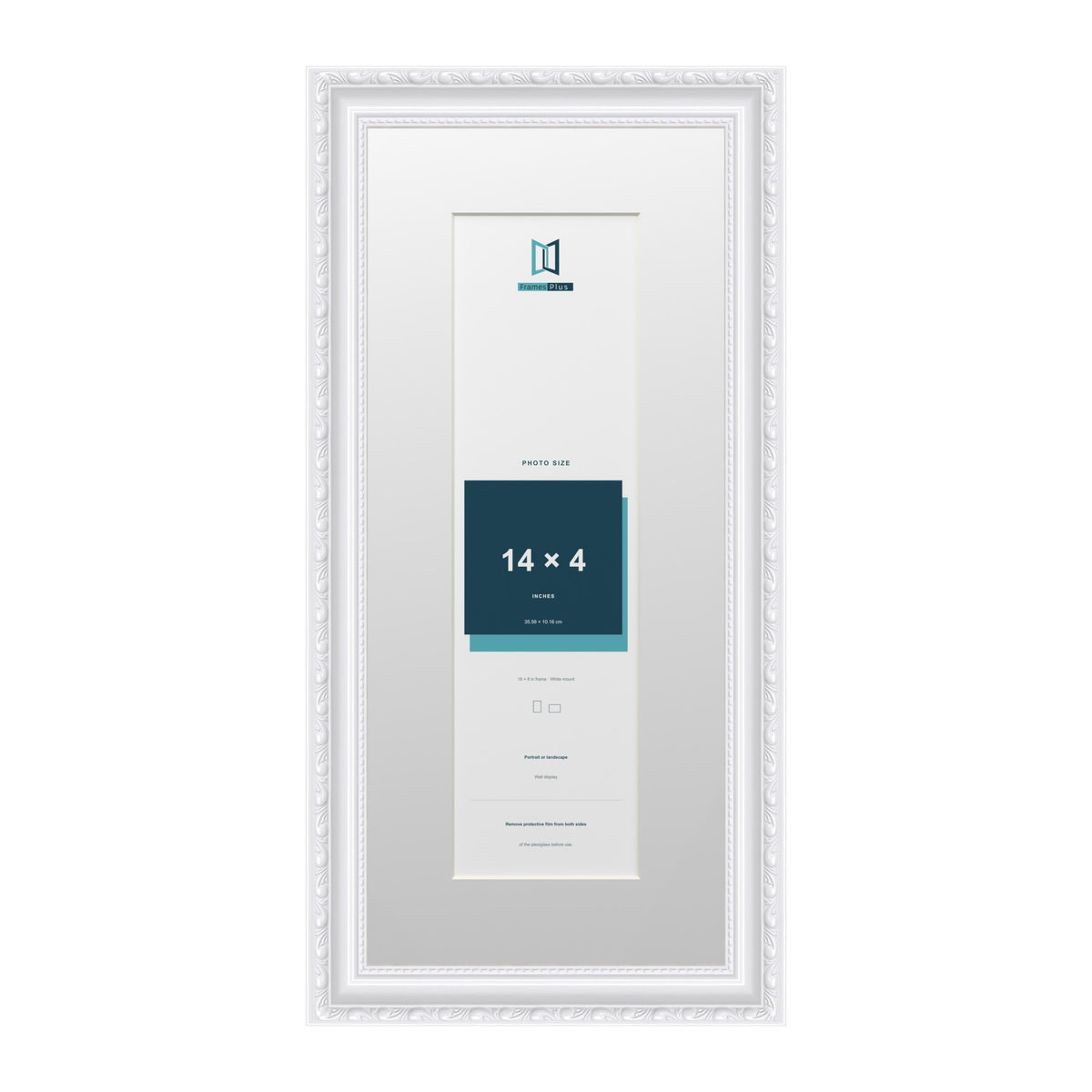 Louis Range White Picture, Photo & Poster Frame with White Mount - 18x8" Frame for 14x4" Photo, White