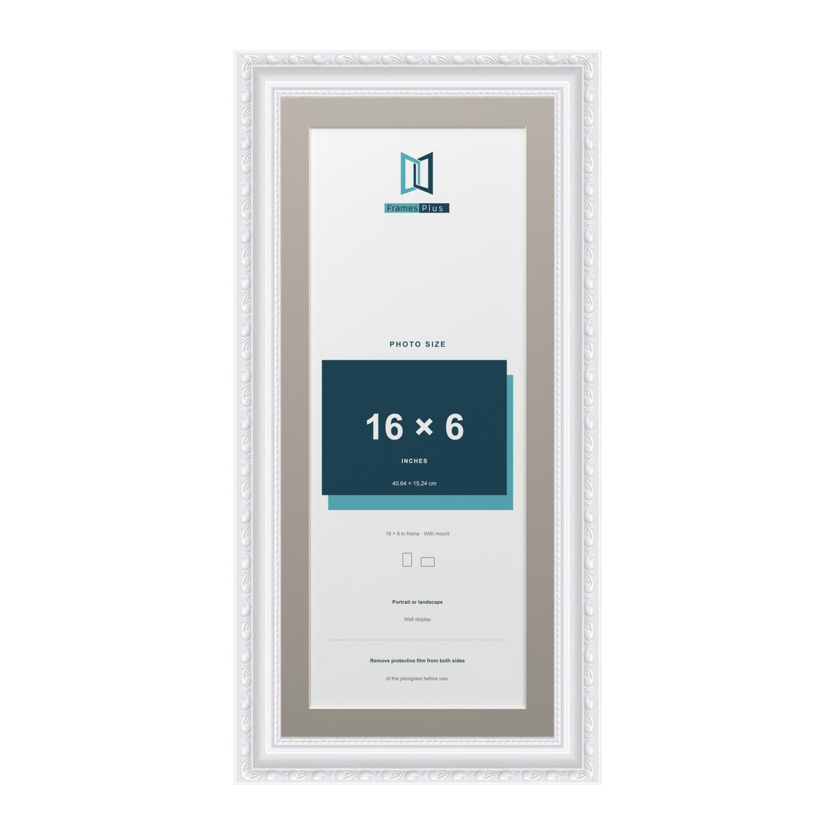 Louis Range White Picture, Photo & Poster Frame with Dawn Grey Mount - 18x8" Frame for 16x6" Photo, White