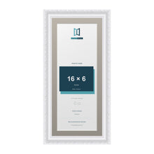 Louis Range White Picture, Photo & Poster Frame with Dawn Grey Mount - 18x8" Frame for 16x6" Photo, White