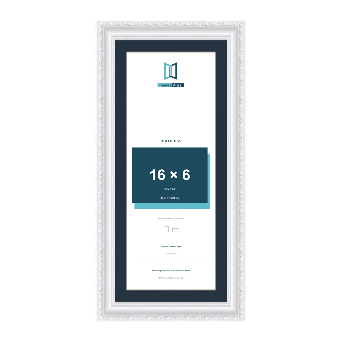 Louis Range White Picture, Photo & Poster Frame with Pacific Blue Mount - 18x8" Frame for 16x6" Photo, White