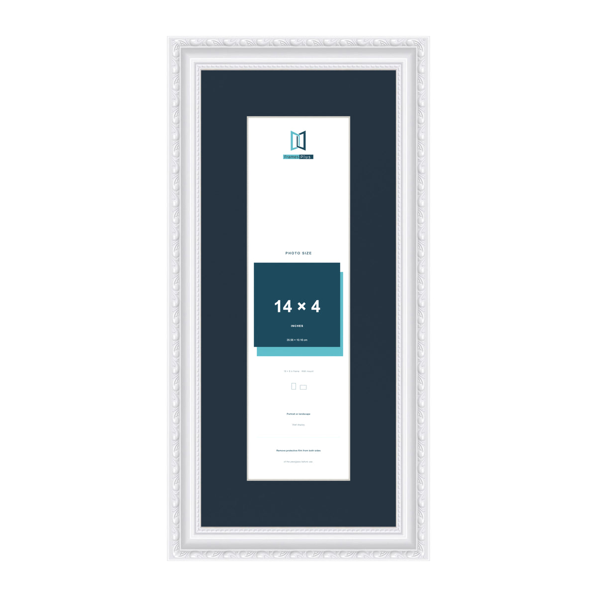 Louis Range White Picture, Photo & Poster Frame with Pacific Blue Mount - 18x8" Frame for 14x4" Photo, White