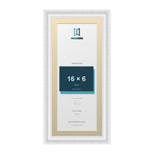 Louis Range White Picture, Photo & Poster Frame with Ivory Mount - 18x8" Frame for 16x6" Photo, White