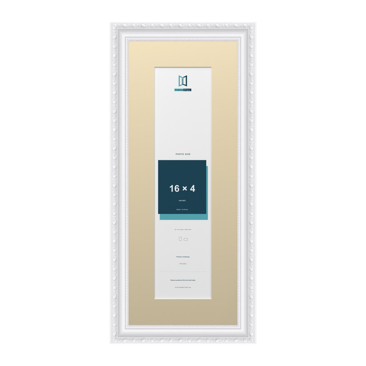 Louis Range White Picture, Photo & Poster Frame with Ivory Mount - 20x8" Frame for 16x4" Photo, White
