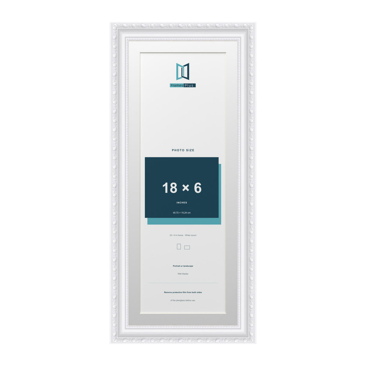 Louis Range White Picture, Photo & Poster Frame with White Mount - 20x8" Frame for 18x6" Photo, White