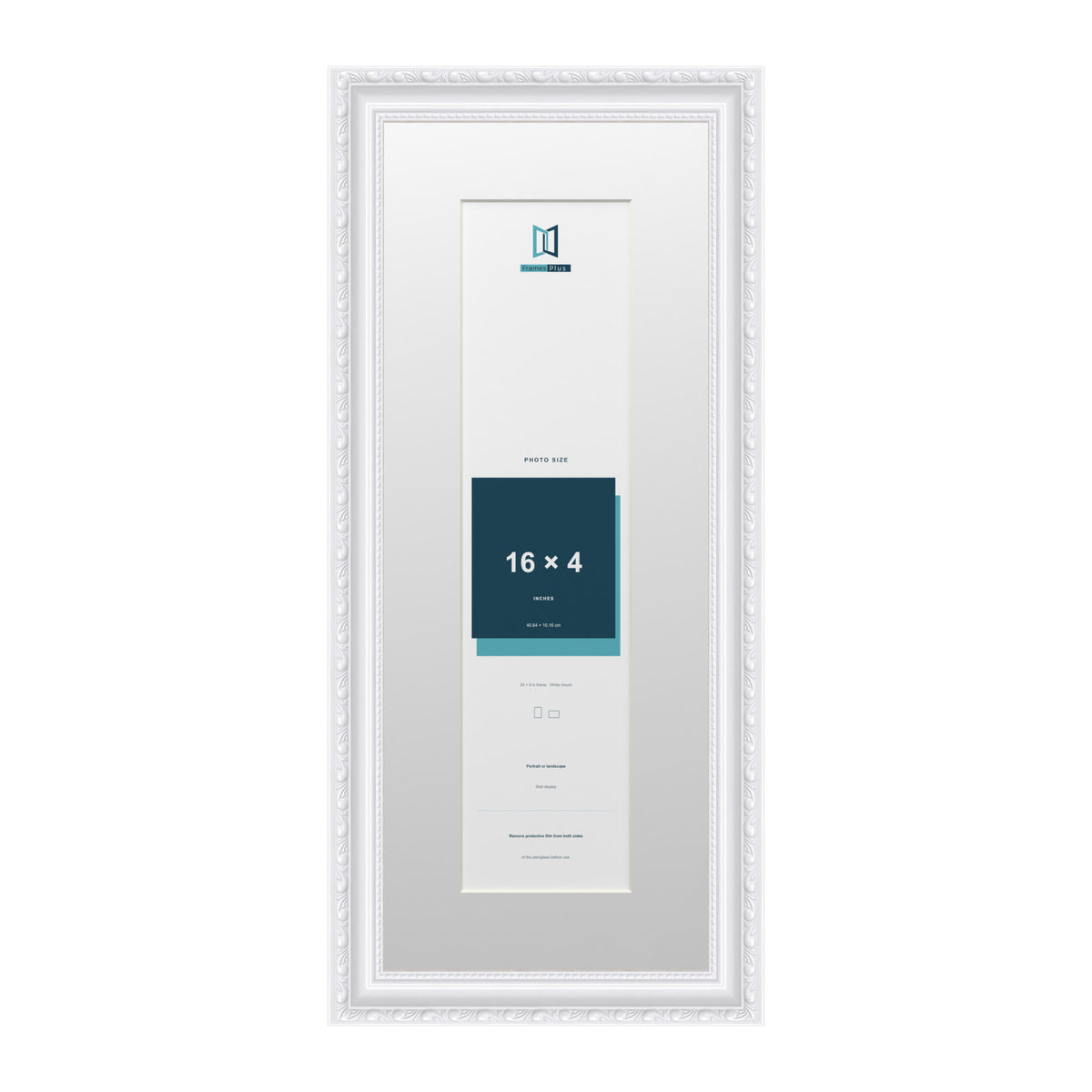 Louis Range White Picture, Photo & Poster Frame with White Mount - 20x8" Frame for 16x4" Photo, White