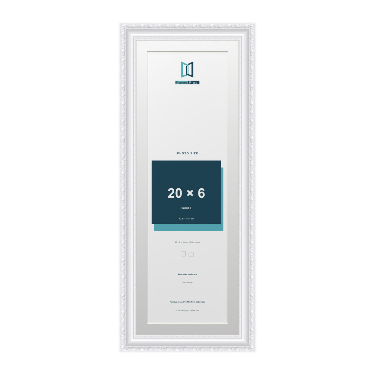Louis Range White Picture, Photo & Poster Frame with White Mount - 22x8" Frame for 20x6" Photo, White