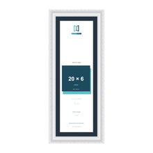 Louis Range White Picture, Photo & Poster Frame with Pacific Blue Mount - 22x8" Frame for 20x6" Photo, White